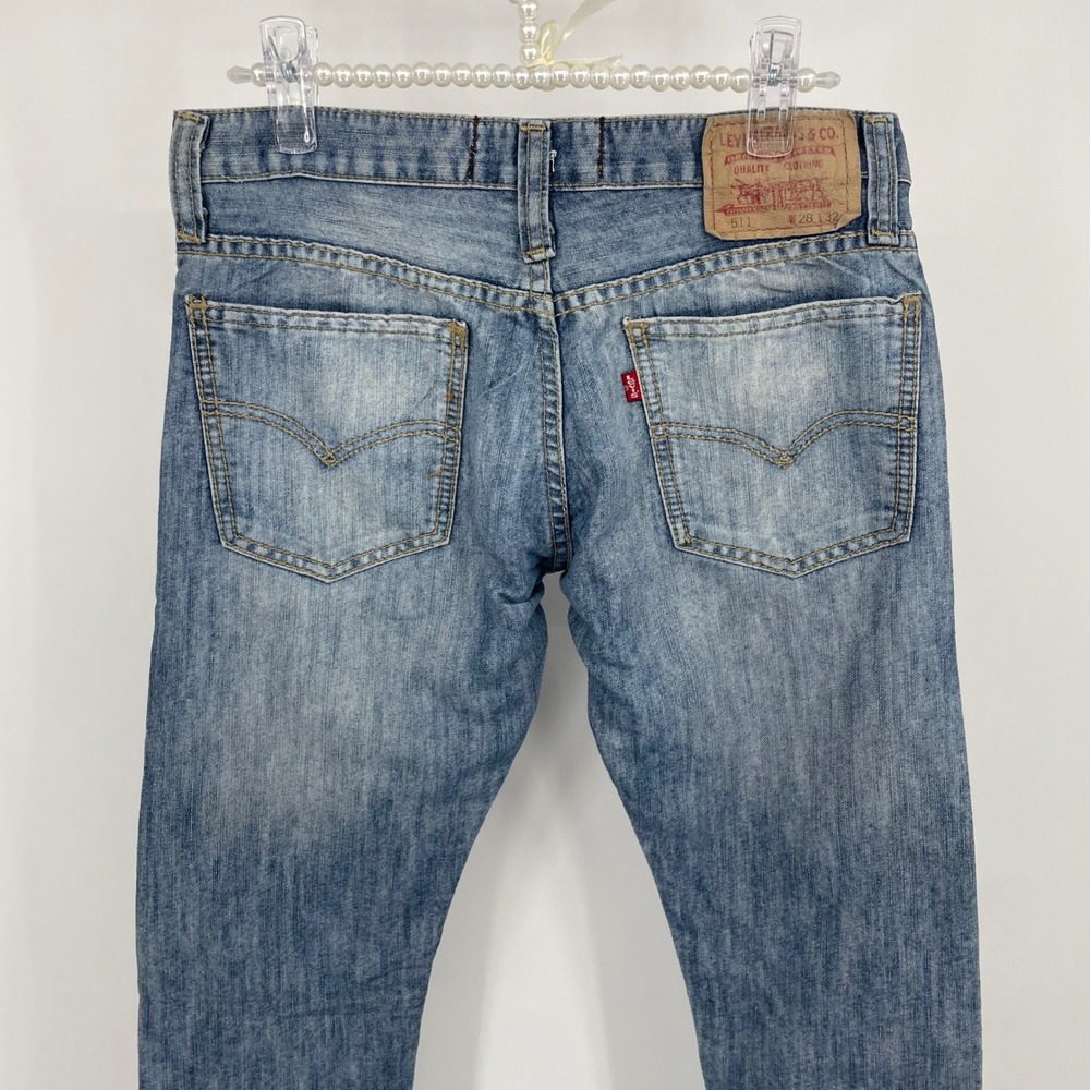 Levi Strauss 511 Skinny Jeans Mens W28 L32 Light‎ Wash Denim Pants - Picture 9 of 15